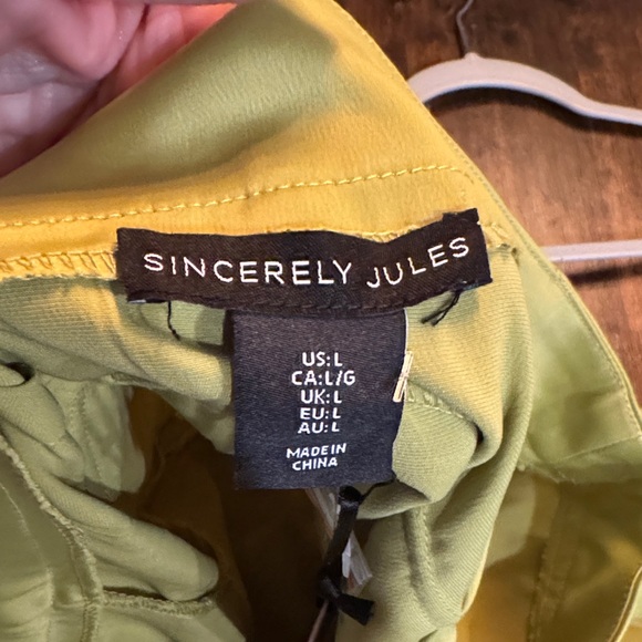 NWT Sincerely Jules Lime Green Wide Leg Pants - Picture 4 of 4